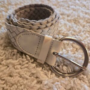 Talbots White Leather Braided Belt M
